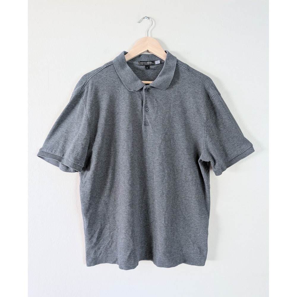 Banana Republic Luxury Touch Performance‎ Polo Shirt Mens L Grey Casual Preppy